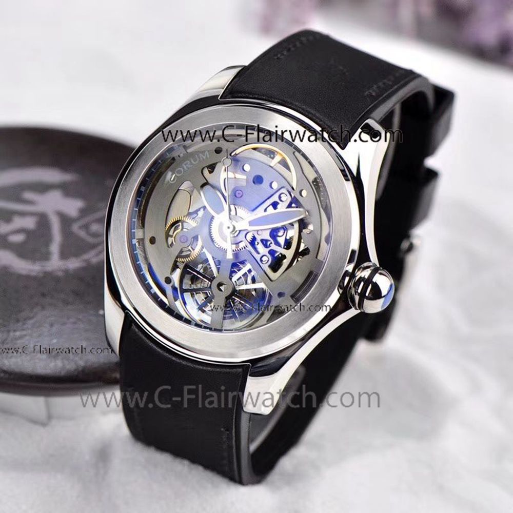 New Copy Corum Skeleton Bubble Squelette Watch Silver Case